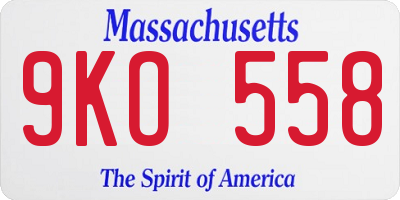 MA license plate 9KO558