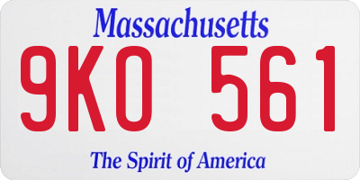 MA license plate 9KO561