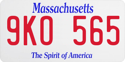 MA license plate 9KO565