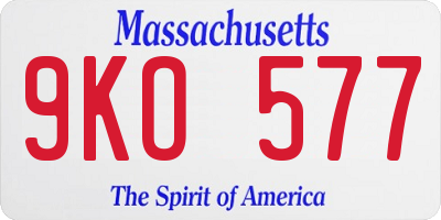 MA license plate 9KO577