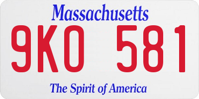 MA license plate 9KO581