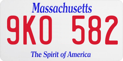 MA license plate 9KO582