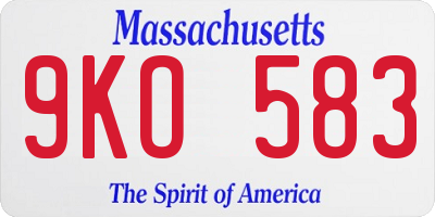 MA license plate 9KO583
