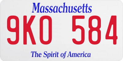 MA license plate 9KO584