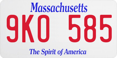 MA license plate 9KO585