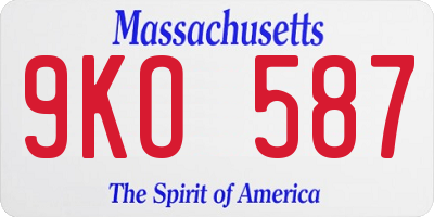 MA license plate 9KO587