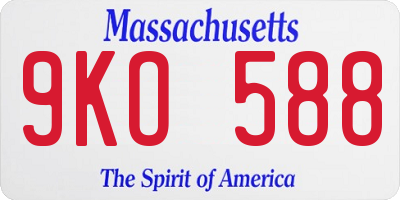 MA license plate 9KO588