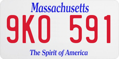 MA license plate 9KO591