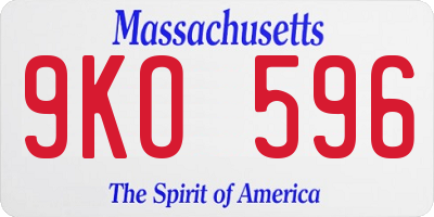 MA license plate 9KO596