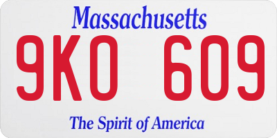 MA license plate 9KO609