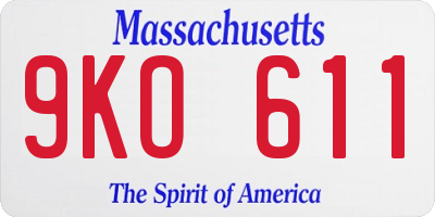 MA license plate 9KO611