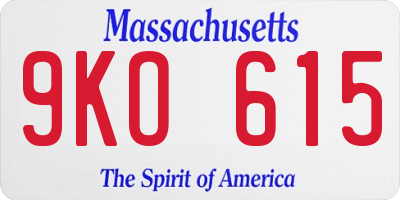 MA license plate 9KO615