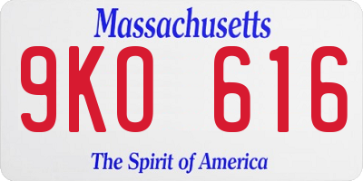 MA license plate 9KO616