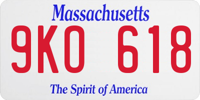 MA license plate 9KO618