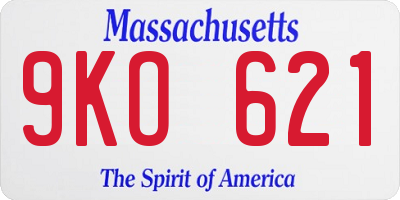 MA license plate 9KO621