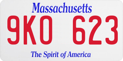 MA license plate 9KO623