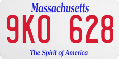 MA license plate 9KO628