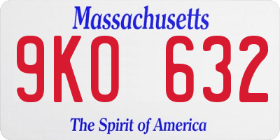 MA license plate 9KO632