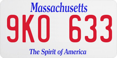 MA license plate 9KO633