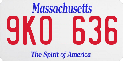MA license plate 9KO636