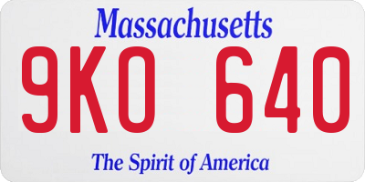 MA license plate 9KO640