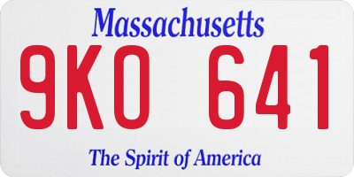 MA license plate 9KO641