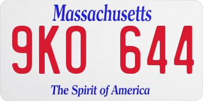 MA license plate 9KO644