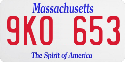 MA license plate 9KO653