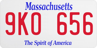 MA license plate 9KO656