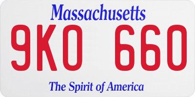 MA license plate 9KO660