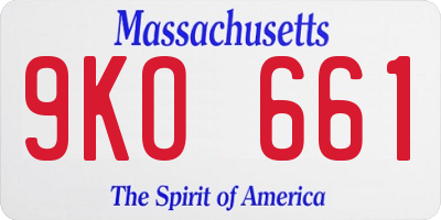 MA license plate 9KO661