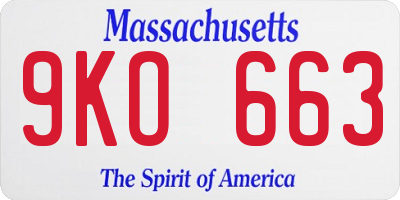 MA license plate 9KO663