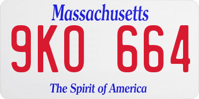 MA license plate 9KO664