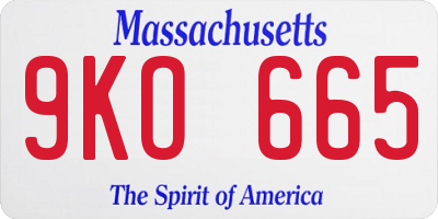 MA license plate 9KO665