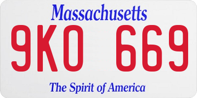 MA license plate 9KO669