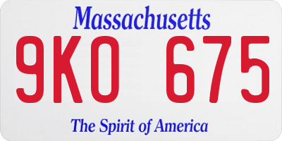 MA license plate 9KO675