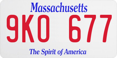 MA license plate 9KO677