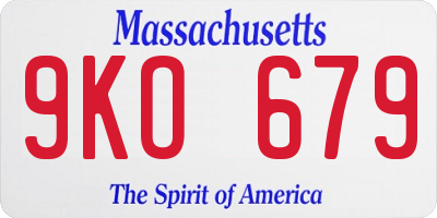 MA license plate 9KO679