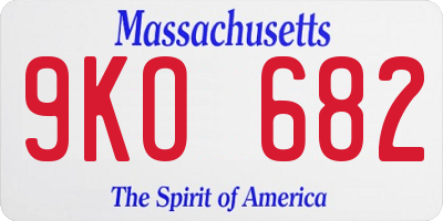 MA license plate 9KO682