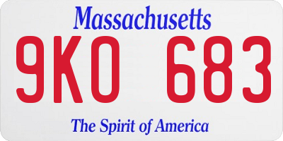 MA license plate 9KO683