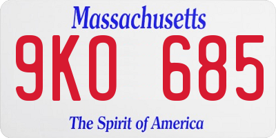 MA license plate 9KO685