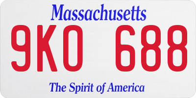MA license plate 9KO688
