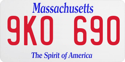 MA license plate 9KO690