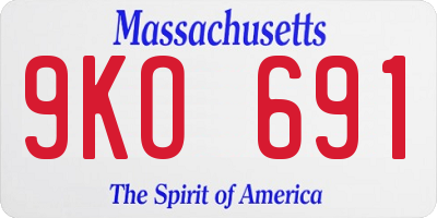 MA license plate 9KO691