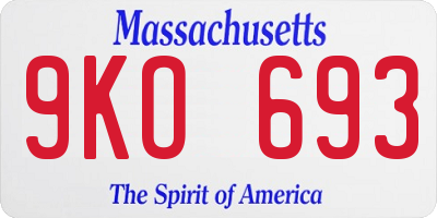 MA license plate 9KO693