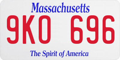 MA license plate 9KO696