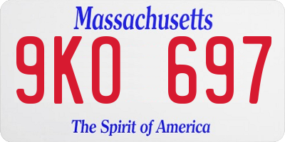MA license plate 9KO697
