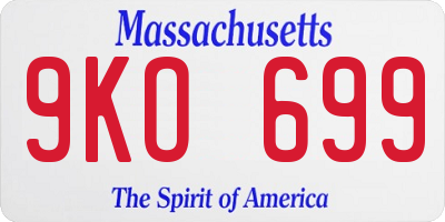 MA license plate 9KO699