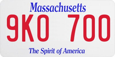 MA license plate 9KO700