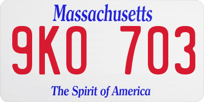 MA license plate 9KO703